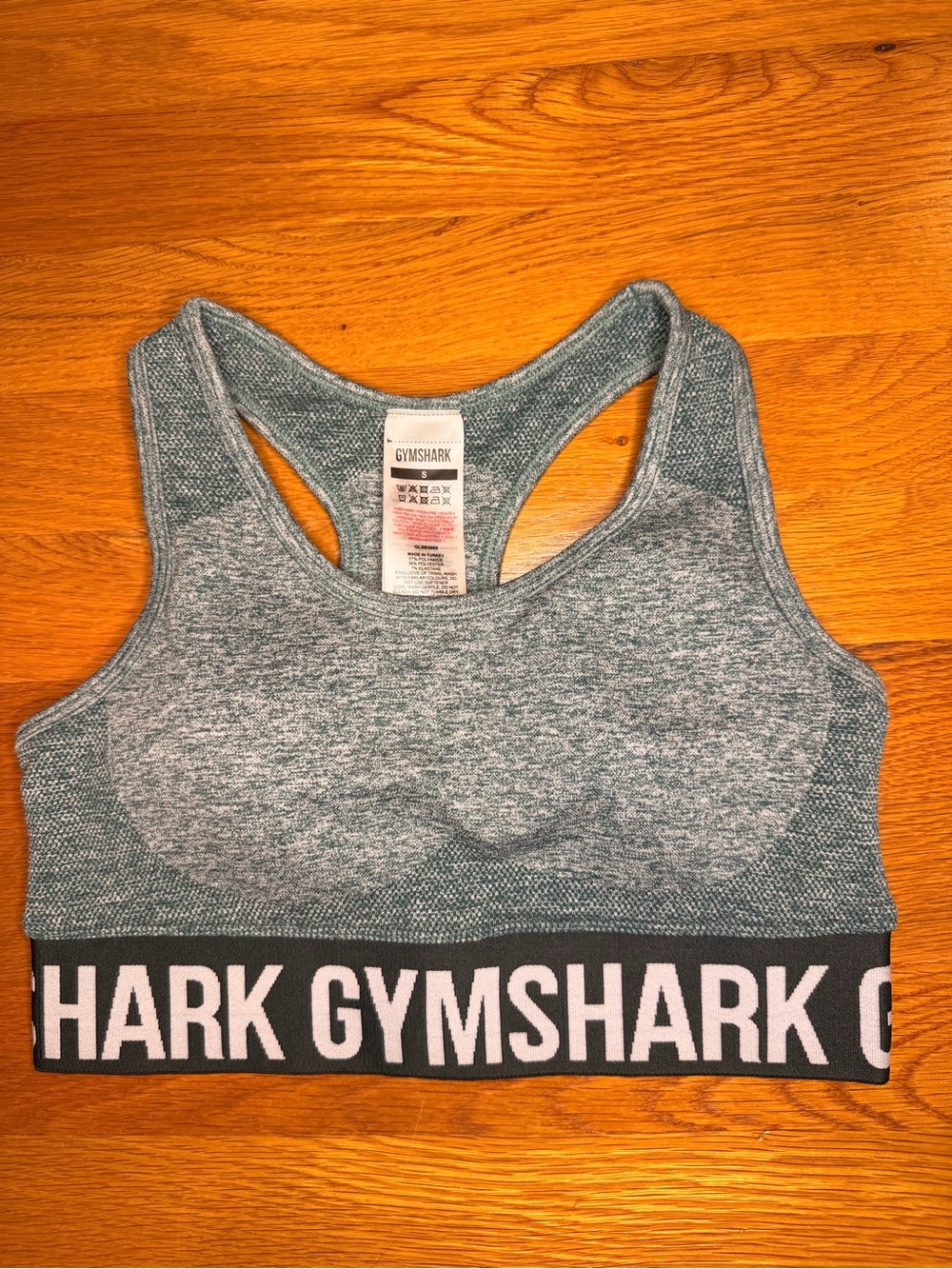 Gymshark Green Marl Seamless Racerback Sports Bra Small Logo Band Workout